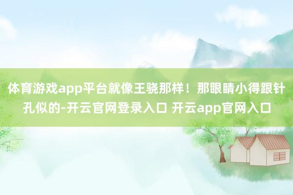 体育游戏app平台就像王骁那样!那眼睛小得跟针孔似的-开云官网登录入口 开云app官网入口