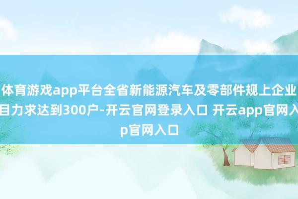 体育游戏app平台全省新能源汽车及零部件规上企业数目力求达到300户-开云官网登录入口 开云app官网入口