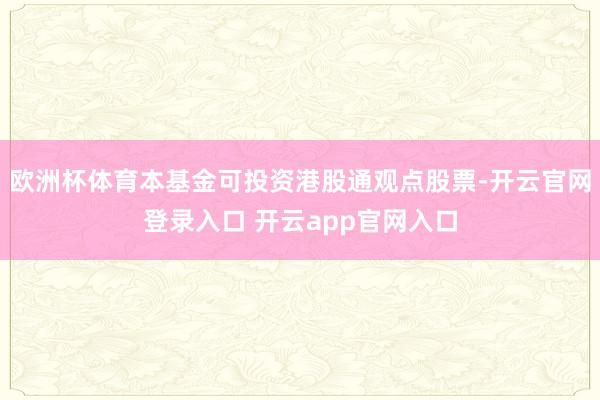欧洲杯体育本基金可投资港股通观点股票-开云官网登录入口 开云app官网入口