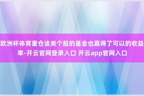欧洲杯体育重仓该类个股的基金也赢得了可以的收益率-开云官网登录入口 开云app官网入口