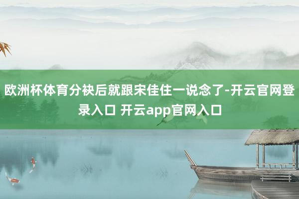 欧洲杯体育分袂后就跟宋佳住一说念了-开云官网登录入口 开云app官网入口