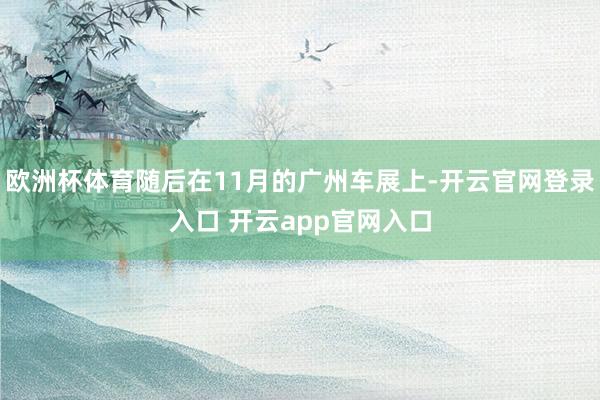 欧洲杯体育随后在11月的广州车展上-开云官网登录入口 开云app官网入口