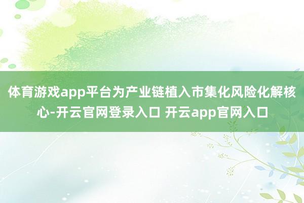 体育游戏app平台为产业链植入市集化风险化解核心-开云官网登录入口 开云app官网入口