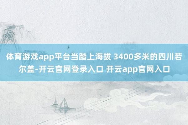体育游戏app平台当踏上海拔 3400多米的四川若尔盖-开云官网登录入口 开云app官网入口
