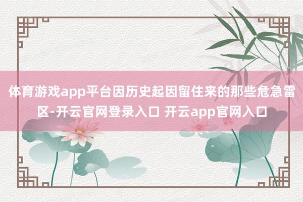 体育游戏app平台因历史起因留住来的那些危急雷区-开云官网登录入口 开云app官网入口