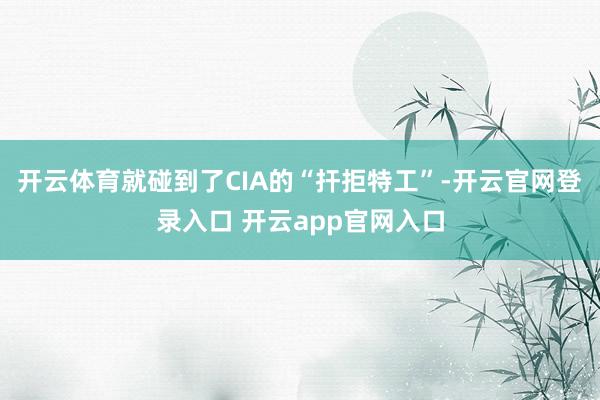 开云体育就碰到了CIA的“扞拒特工”-开云官网登录入口 开云app官网入口