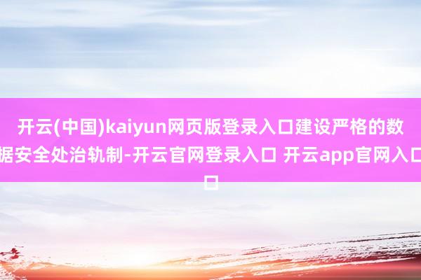 开云(中国)kaiyun网页版登录入口建设严格的数据安全处治轨制-开云官网登录入口 开云app官网入口