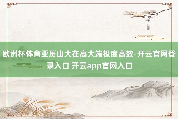 欧洲杯体育亚历山大在高大端极度高效-开云官网登录入口 开云app官网入口