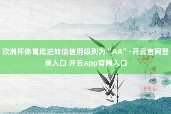 欧洲杯体育武进转债信用级别为“AA”-开云官网登录入口 开云app官网入口