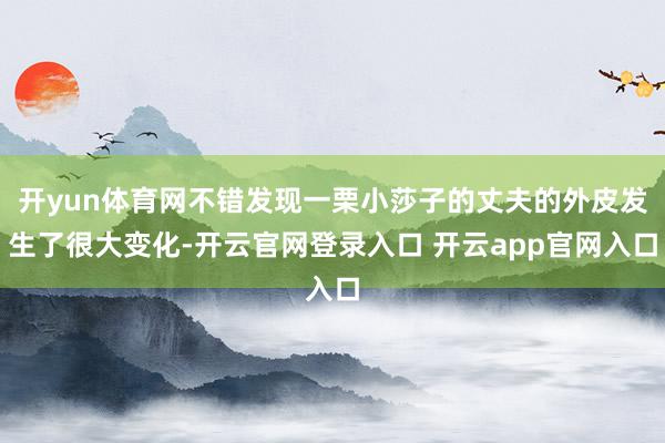 开yun体育网不错发现一栗小莎子的丈夫的外皮发生了很大变化-开云官网登录入口 开云app官网入口