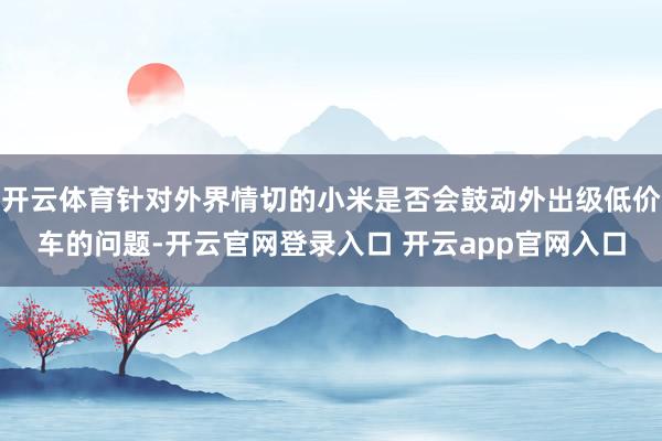 开云体育针对外界情切的小米是否会鼓动外出级低价车的问题-开云官网登录入口 开云app官网入口