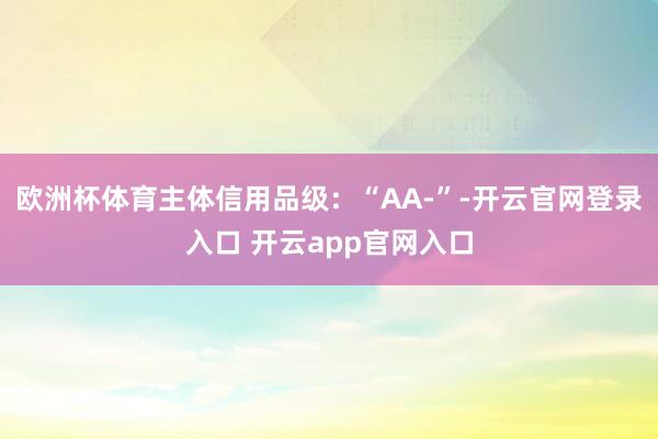欧洲杯体育主体信用品级:“AA-”-开云官网登录入口 开云app官网入口