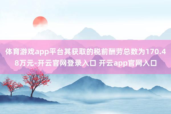 体育游戏app平台其获取的税前酬劳总数为170.48万元-开云官网登录入口 开云app官网入口